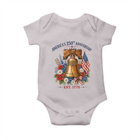 250 Anniversary Baby Onesie Floral Liberty Bell USA 250th American 4th July 2026
