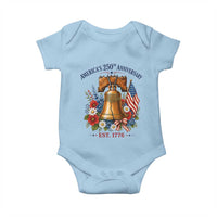 250 Anniversary Baby Onesie Floral Liberty Bell USA 250th American 4th July 2026