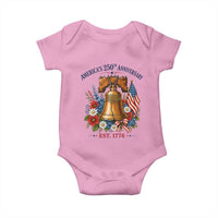 250 Anniversary Baby Onesie Floral Liberty Bell USA 250th American 4th July 2026