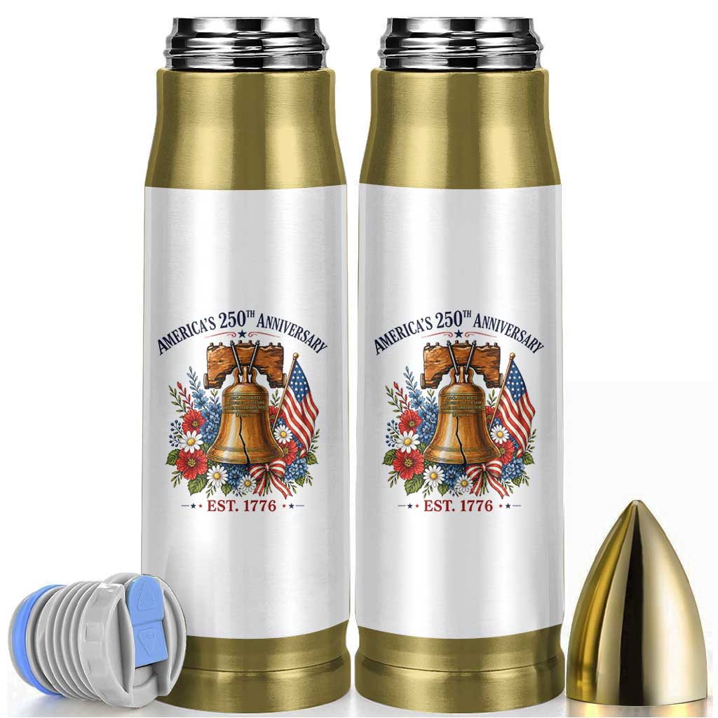250 Anniversary Bullet Tumbler Floral Liberty Bell USA 250th American 4th July 2026