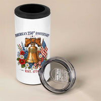 250 Anniversary 4 in 1 Can Cooler Tumbler Floral Liberty Bell USA 250th American 4th July 2026