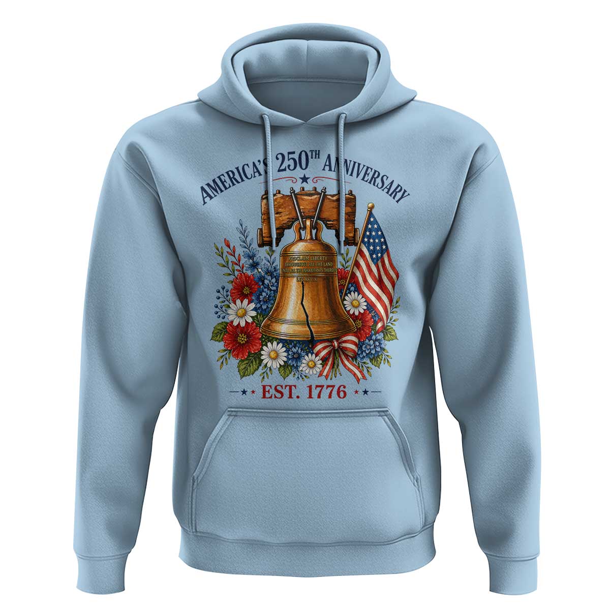 250 Anniversary Hoodie Floral Liberty Bell USA 250th American 4th July 2026