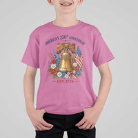 250 Anniversary T Shirt For Kid Floral Liberty Bell USA 250th American 4th July 2026