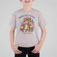 250 Anniversary T Shirt For Kid Floral Liberty Bell USA 250th American 4th July 2026