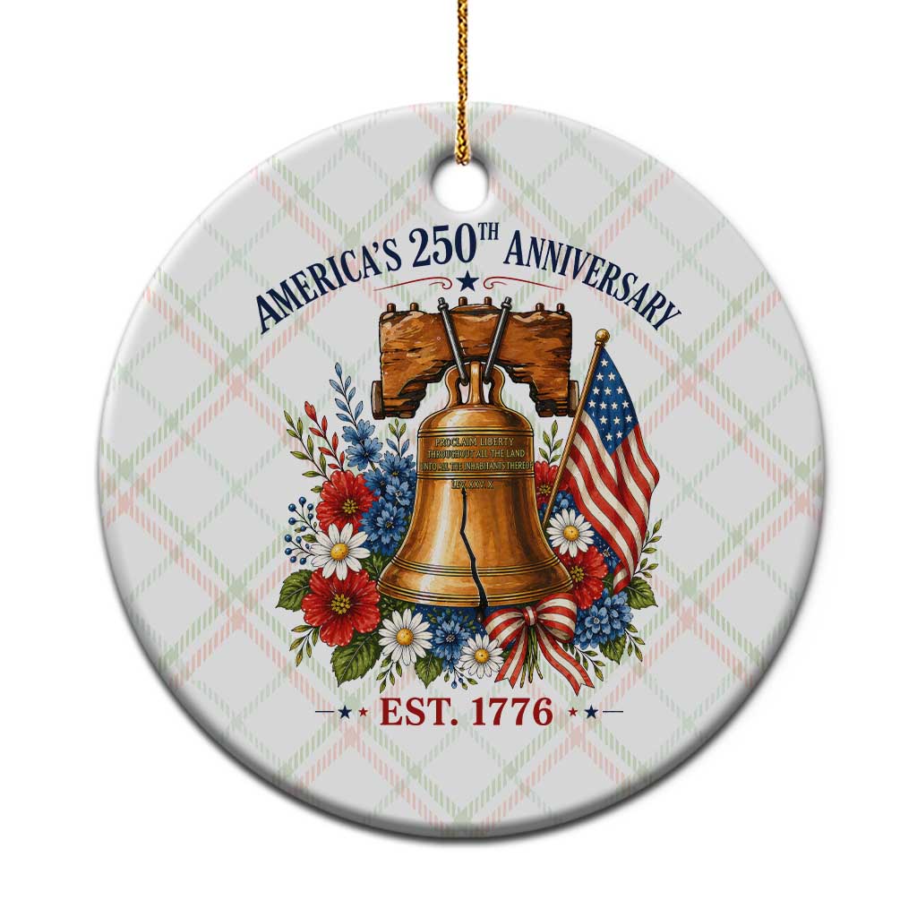 250 Anniversary Ceramic Ornament Floral Liberty Bell USA 250th American 4th July 2026