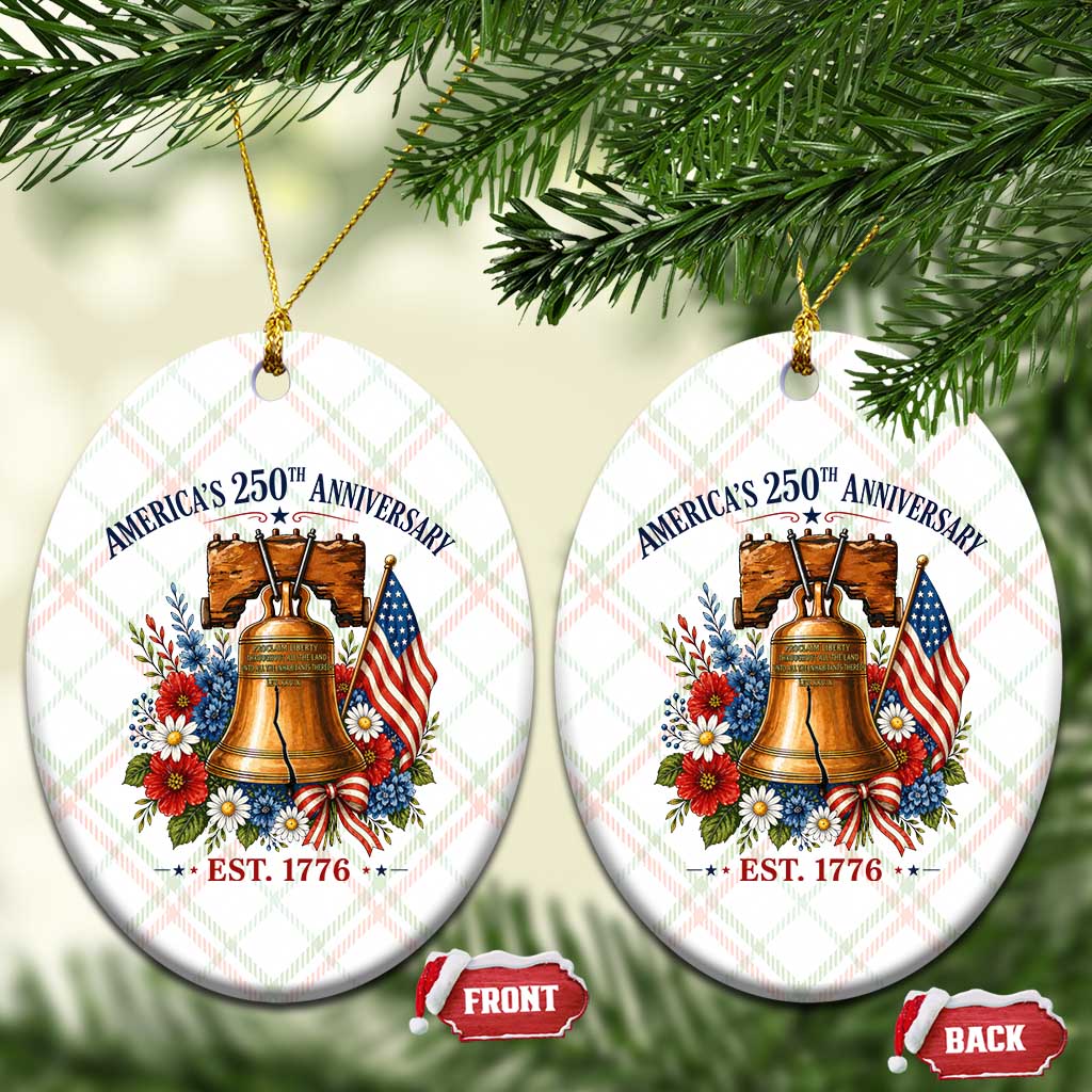 250 Anniversary Ceramic Ornament Floral Liberty Bell USA 250th American 4th July 2026