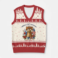 250 Anniversary V-Neck Knit Sweater Vest Floral Liberty Bell USA 250th American 4th July 2026