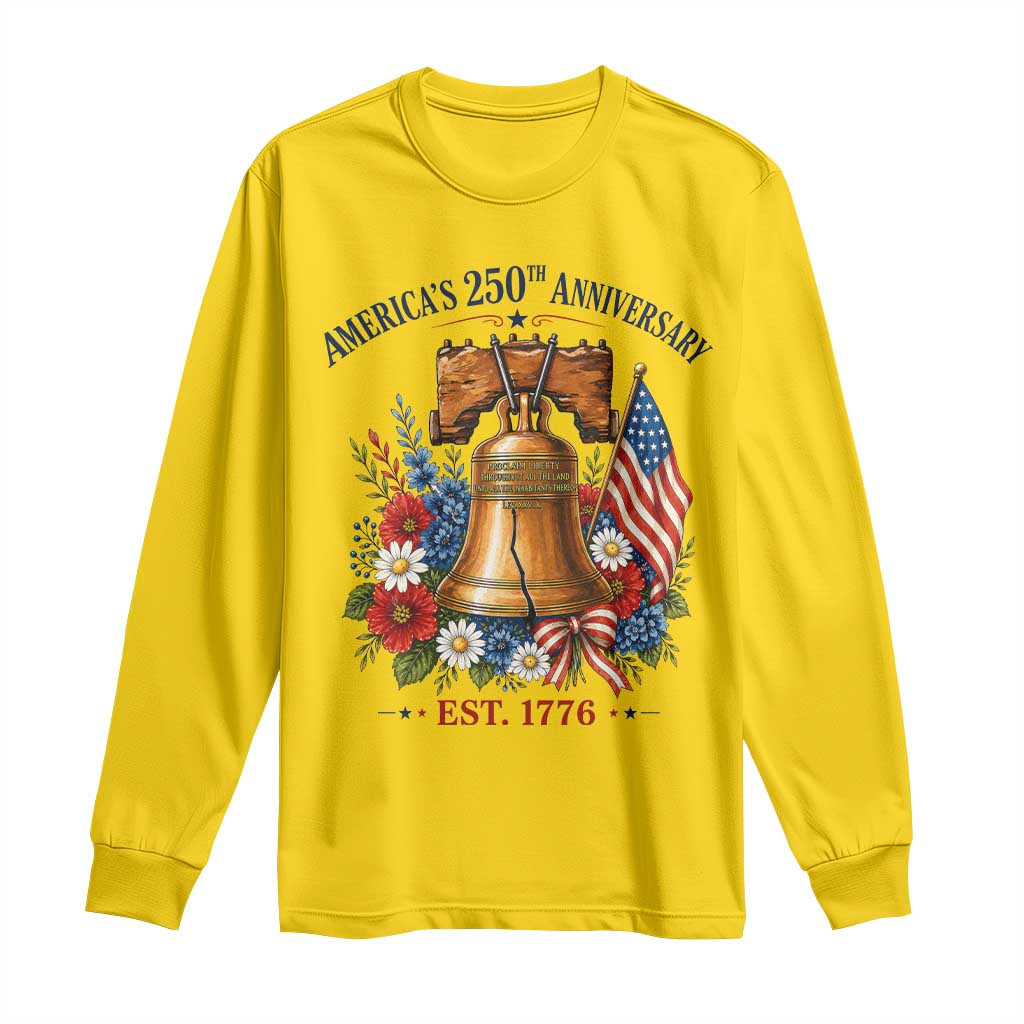250 Anniversary Long Sleeve Shirt Floral Liberty Bell USA 250th American 4th July 2026