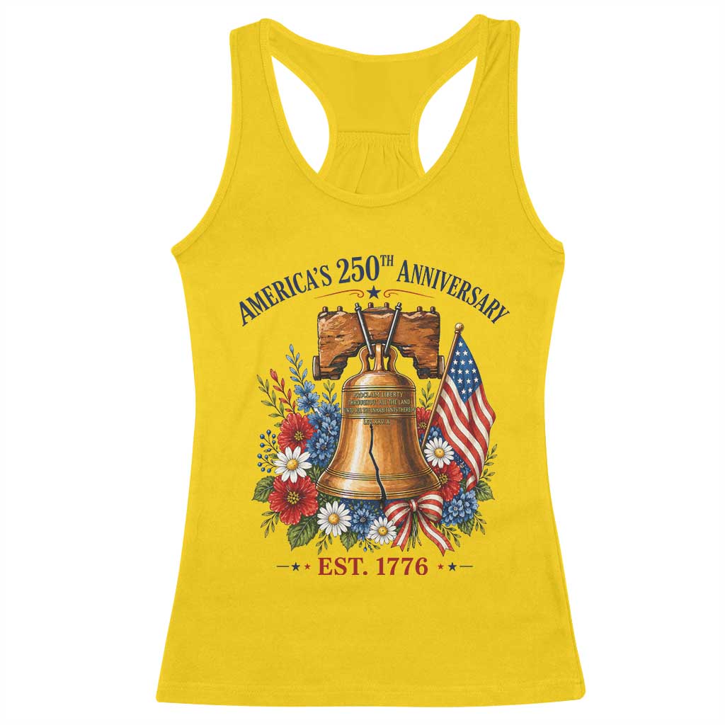 250 Anniversary Racerback Tank Top Floral Liberty Bell USA 250th American 4th July 2026