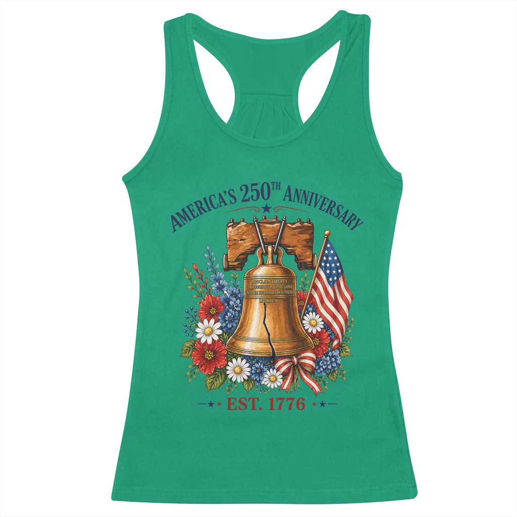 250 Anniversary Racerback Tank Top Floral Liberty Bell USA 250th American 4th July 2026