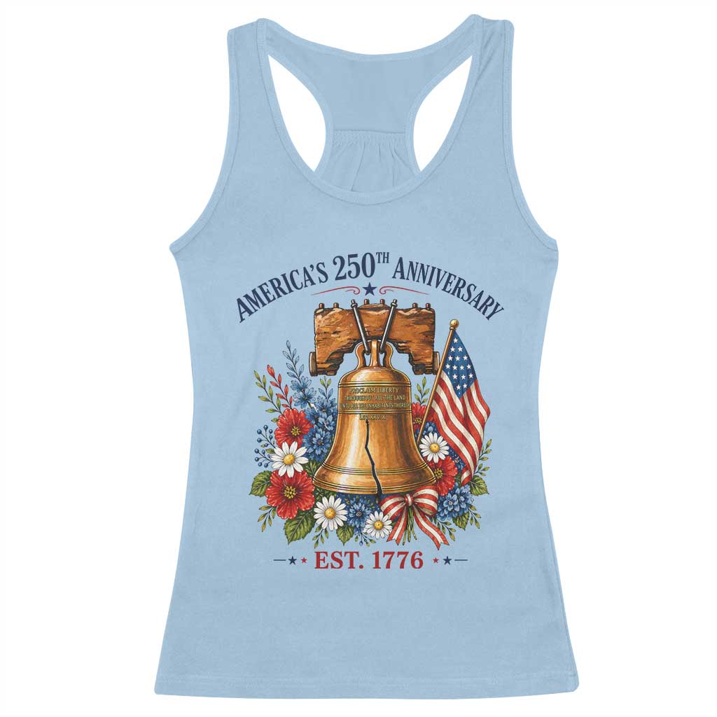 250 Anniversary Racerback Tank Top Floral Liberty Bell USA 250th American 4th July 2026