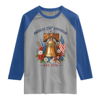 250 Anniversary Raglan Shirt Floral Liberty Bell USA 250th American 4th July 2026