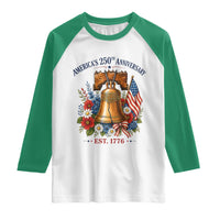 250 Anniversary Raglan Shirt Floral Liberty Bell USA 250th American 4th July 2026