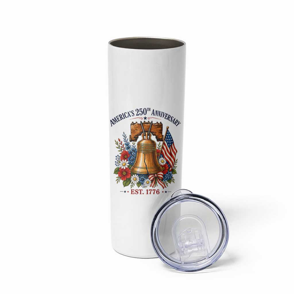 250 Anniversary Skinny Tumbler Floral Liberty Bell USA 250th American 4th July 2026