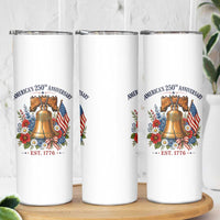 250 Anniversary Skinny Tumbler Floral Liberty Bell USA 250th American 4th July 2026