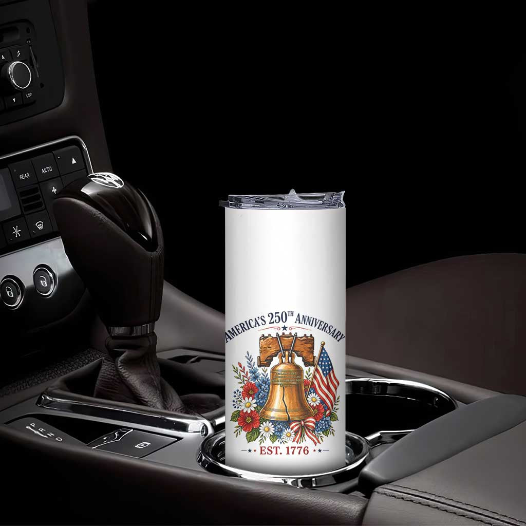 250 Anniversary Skinny Tumbler Floral Liberty Bell USA 250th American 4th July 2026