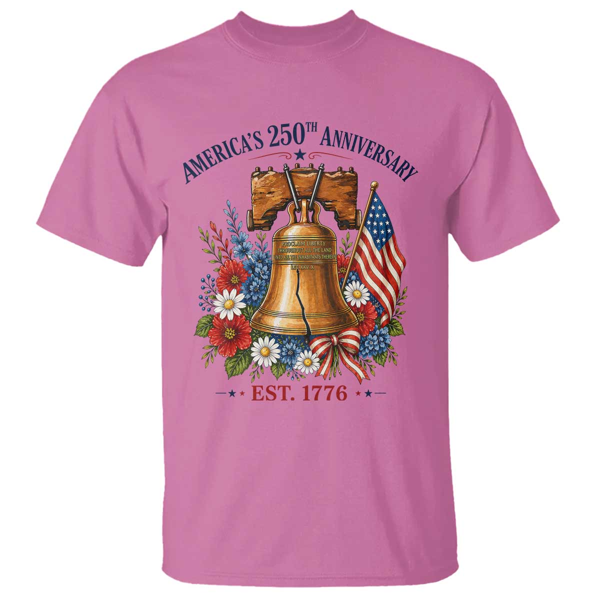 250 Anniversary T Shirt Floral Liberty Bell USA 250th American 4th July 2026