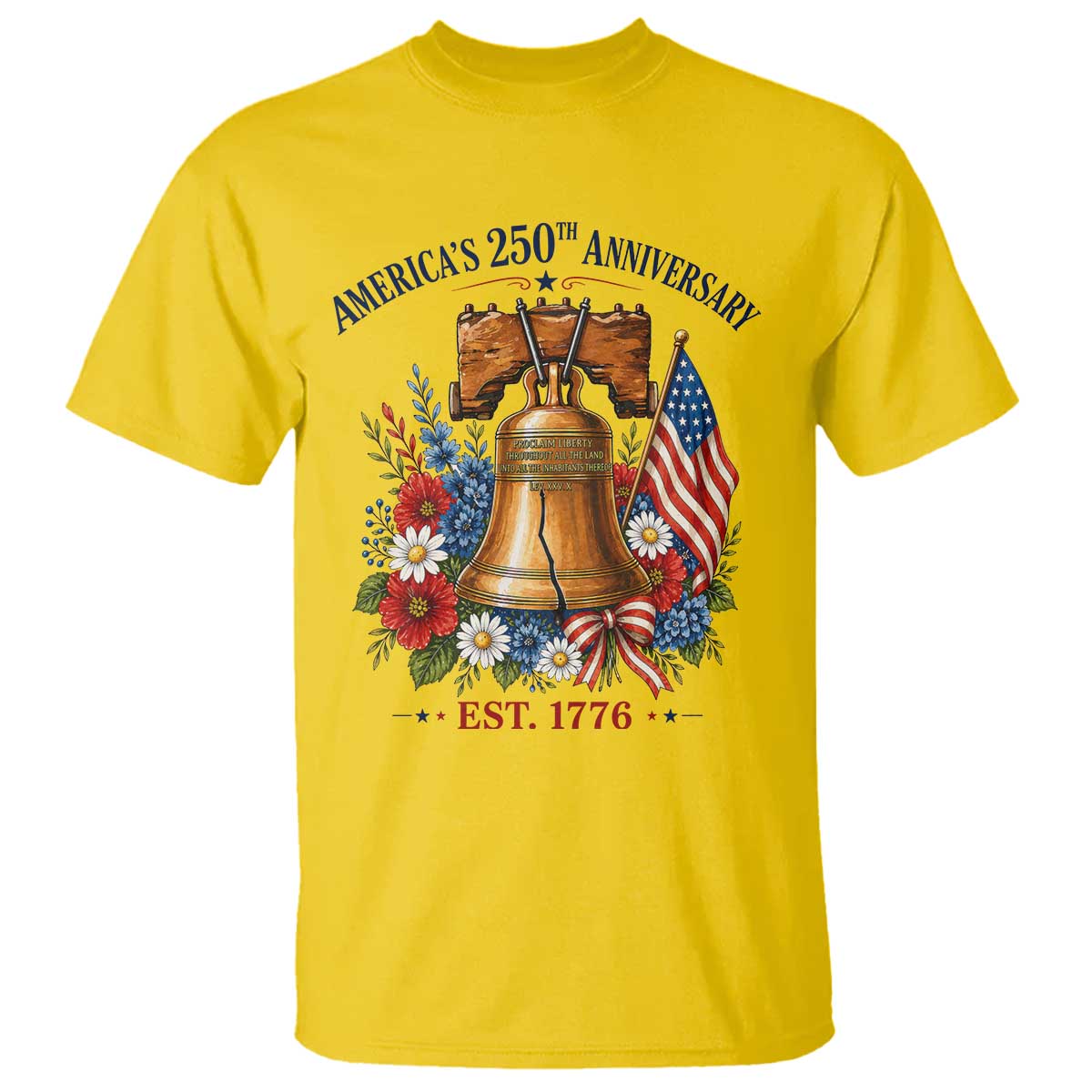 250 Anniversary T Shirt Floral Liberty Bell USA 250th American 4th July 2026