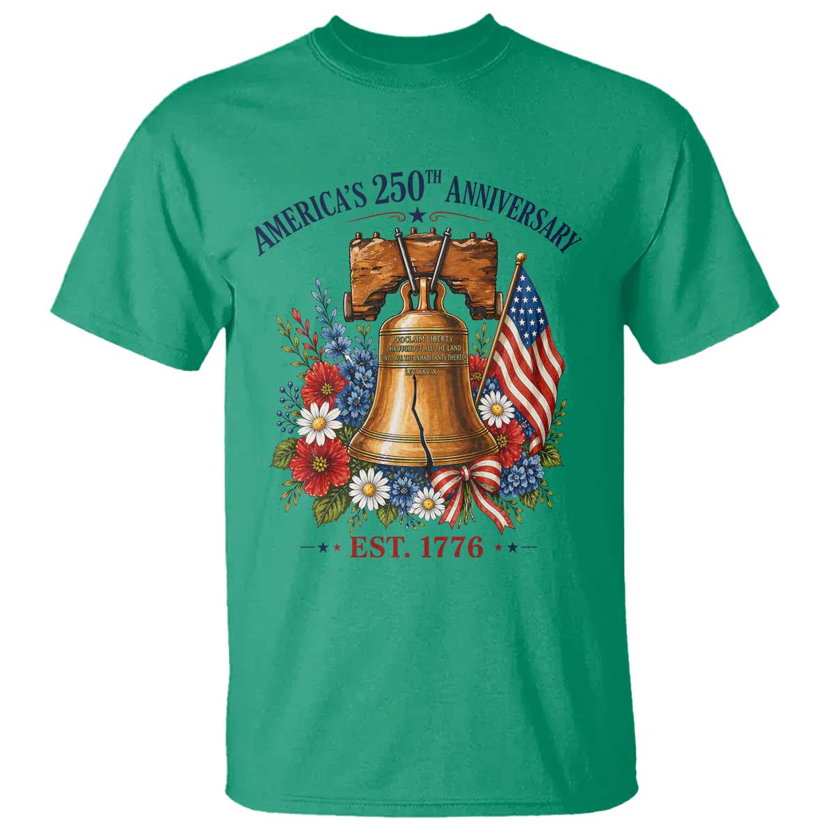 250 Anniversary T Shirt Floral Liberty Bell USA 250th American 4th July 2026