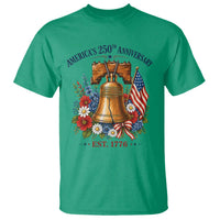 250 Anniversary T Shirt Floral Liberty Bell USA 250th American 4th July 2026