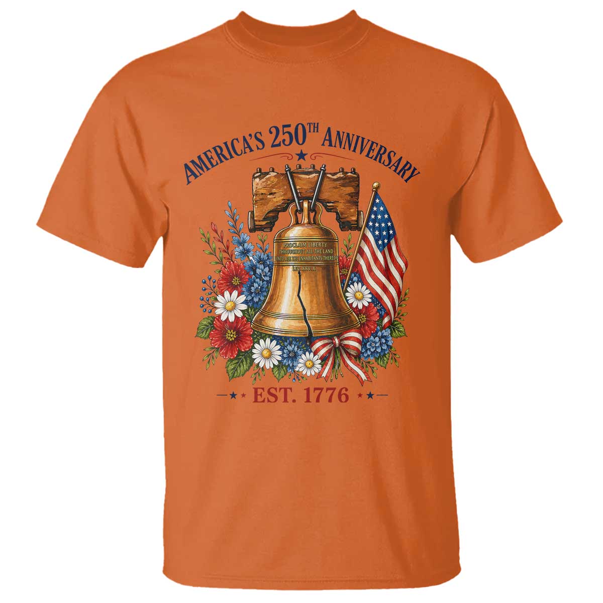 250 Anniversary T Shirt Floral Liberty Bell USA 250th American 4th July 2026