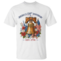 250 Anniversary T Shirt Floral Liberty Bell USA 250th American 4th July 2026