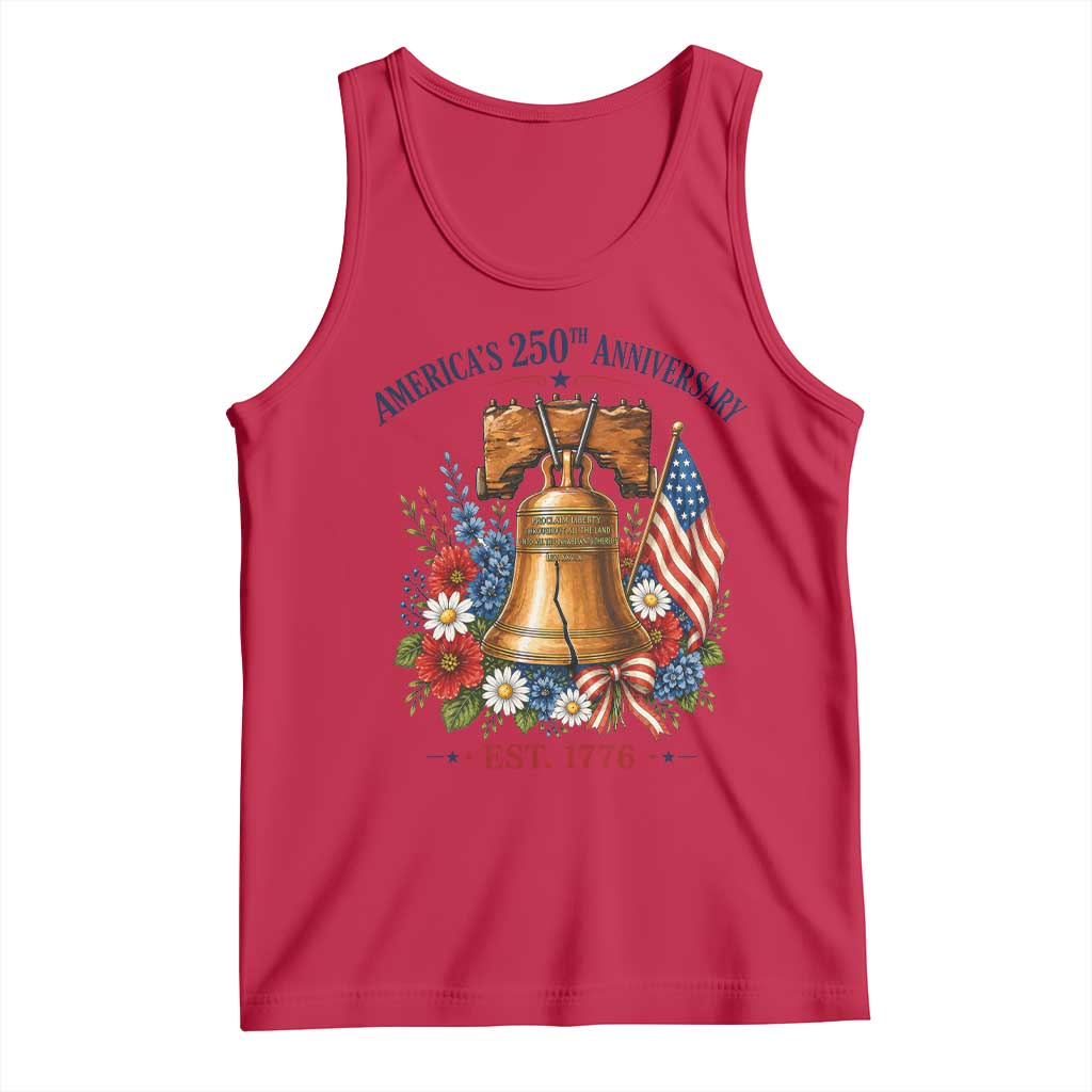 250 Anniversary Tank Top Floral Liberty Bell USA 250th American 4th July 2026