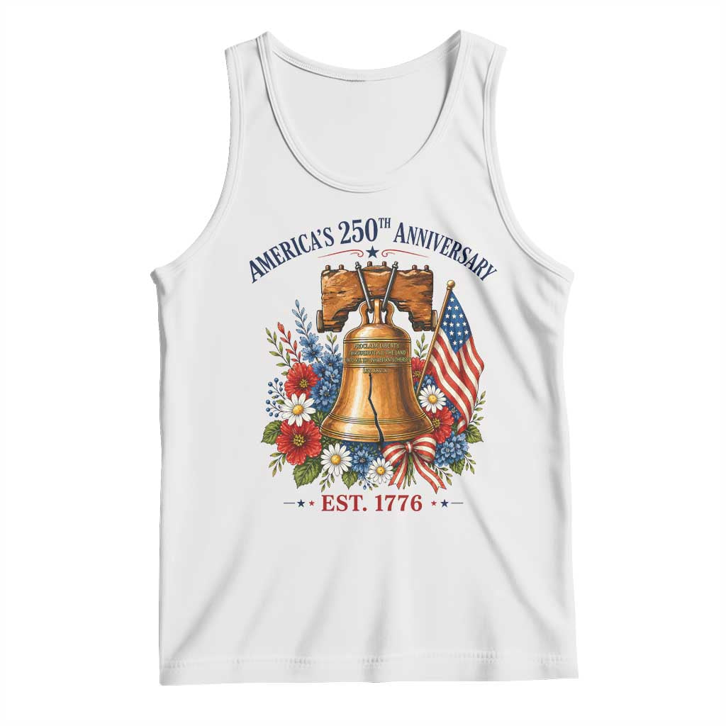 250 Anniversary Tank Top Floral Liberty Bell USA 250th American 4th July 2026