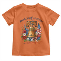 250 Anniversary Toddler T Shirt Floral Liberty Bell USA 250th American 4th July 2026