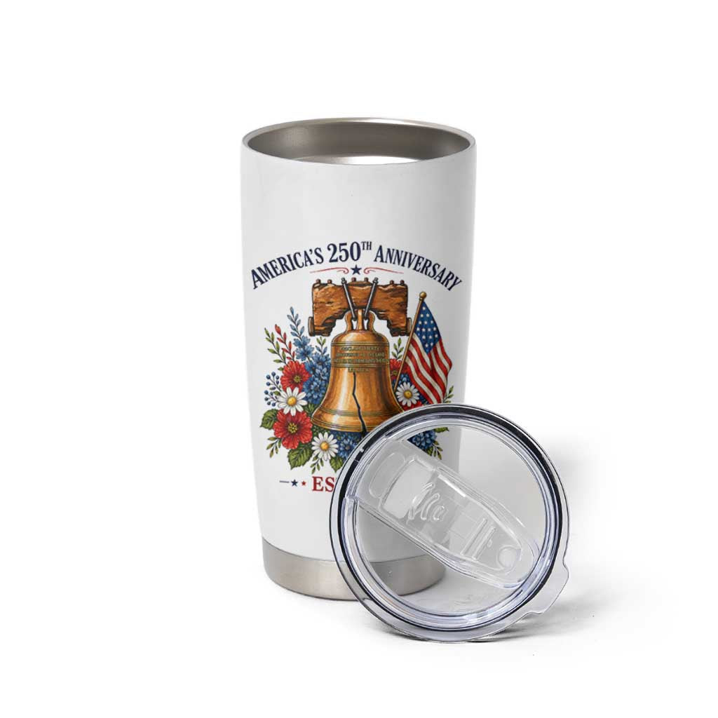 250 Anniversary Tumbler Cup Floral Liberty Bell USA 250th American 4th July 2026