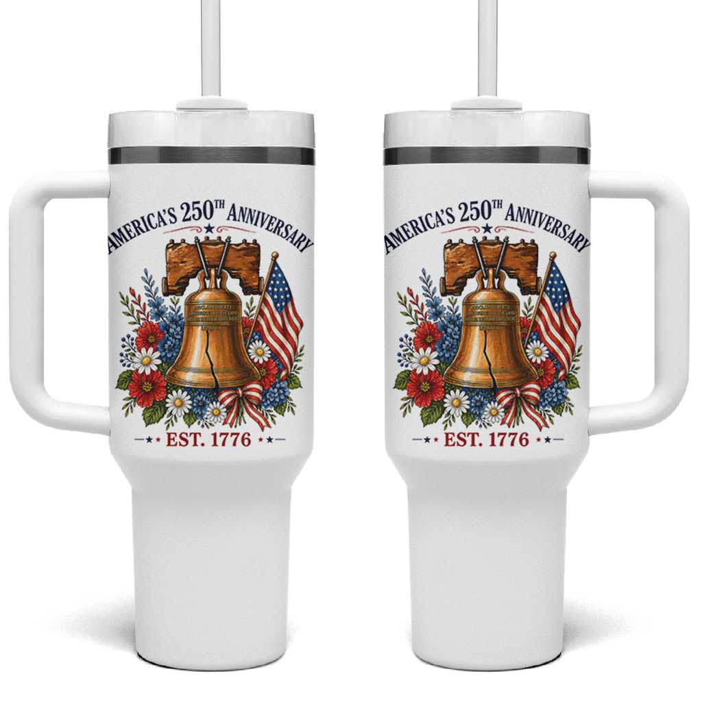 250 Anniversary Tumbler With Handle Floral Liberty Bell USA 250th American 4th July 2026