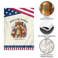250 Anniversary Patriotic Garden Flag Floral Liberty Bell USA 250th American 4th July 2026