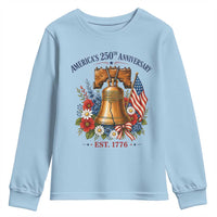 250 Anniversary Youth Sweatshirt Floral Liberty Bell USA 250th American 4th July 2026