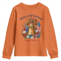 250 Anniversary Youth Sweatshirt Floral Liberty Bell USA 250th American 4th July 2026