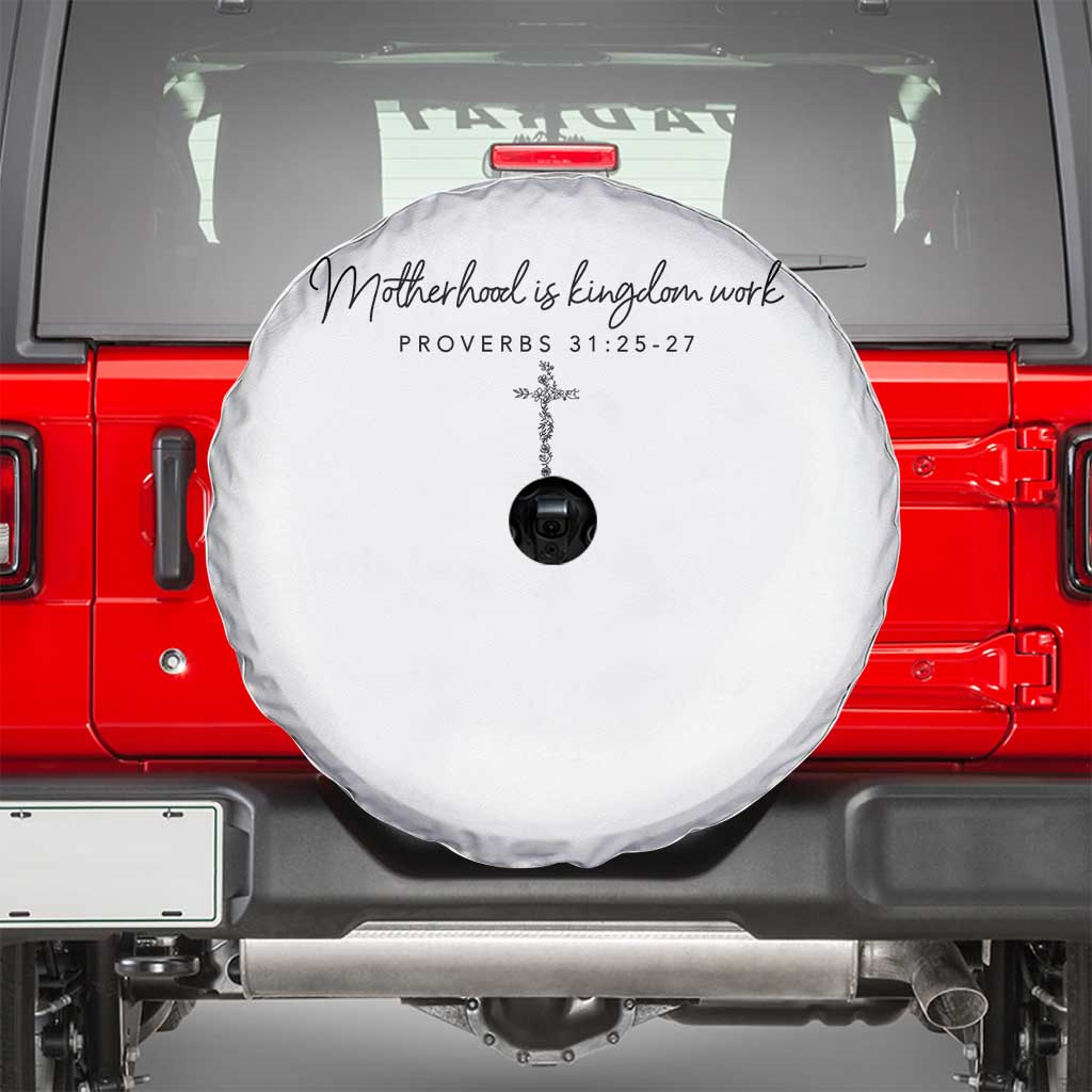 Motherhood Is Kingdom Work Spare Tire Cover Christian Mom Floral Mama Mothers Day
