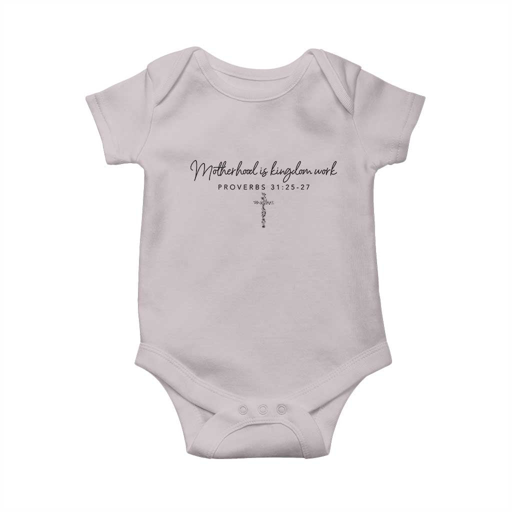 Motherhood Is Kingdom Work Baby Onesie Christian Mom Floral Mama Mothers Day