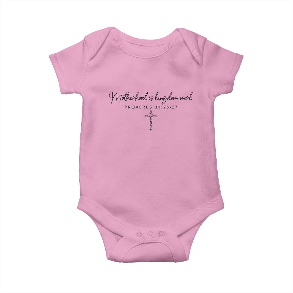 Motherhood Is Kingdom Work Baby Onesie Christian Mom Floral Mama Mothers Day