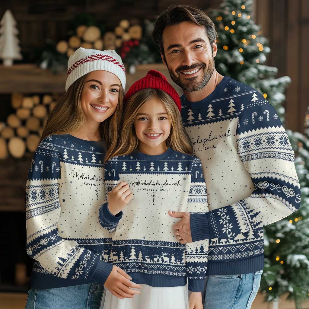 Motherhood Is Kingdom Work Ugly Christmas Sweater Christian Mom Floral Mama Mothers Day