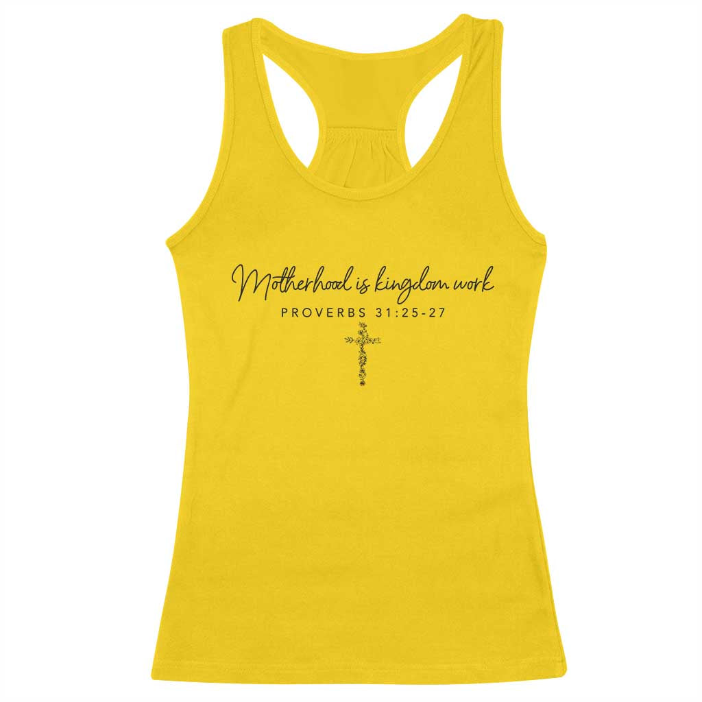 Motherhood Is Kingdom Work Racerback Tank Top Christian Mom Floral Mama Mothers Day