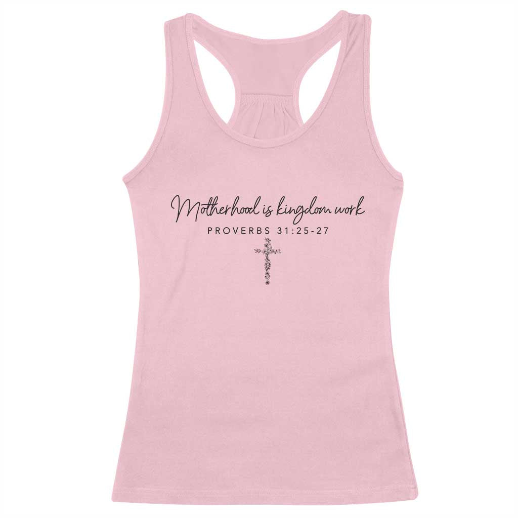 Motherhood Is Kingdom Work Racerback Tank Top Christian Mom Floral Mama Mothers Day