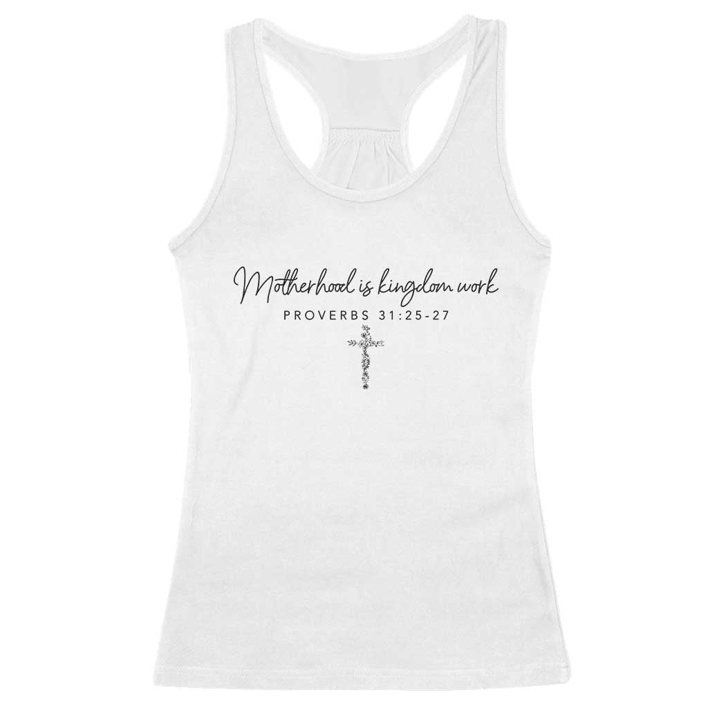 Motherhood Is Kingdom Work Racerback Tank Top Christian Mom Floral Mama Mothers Day