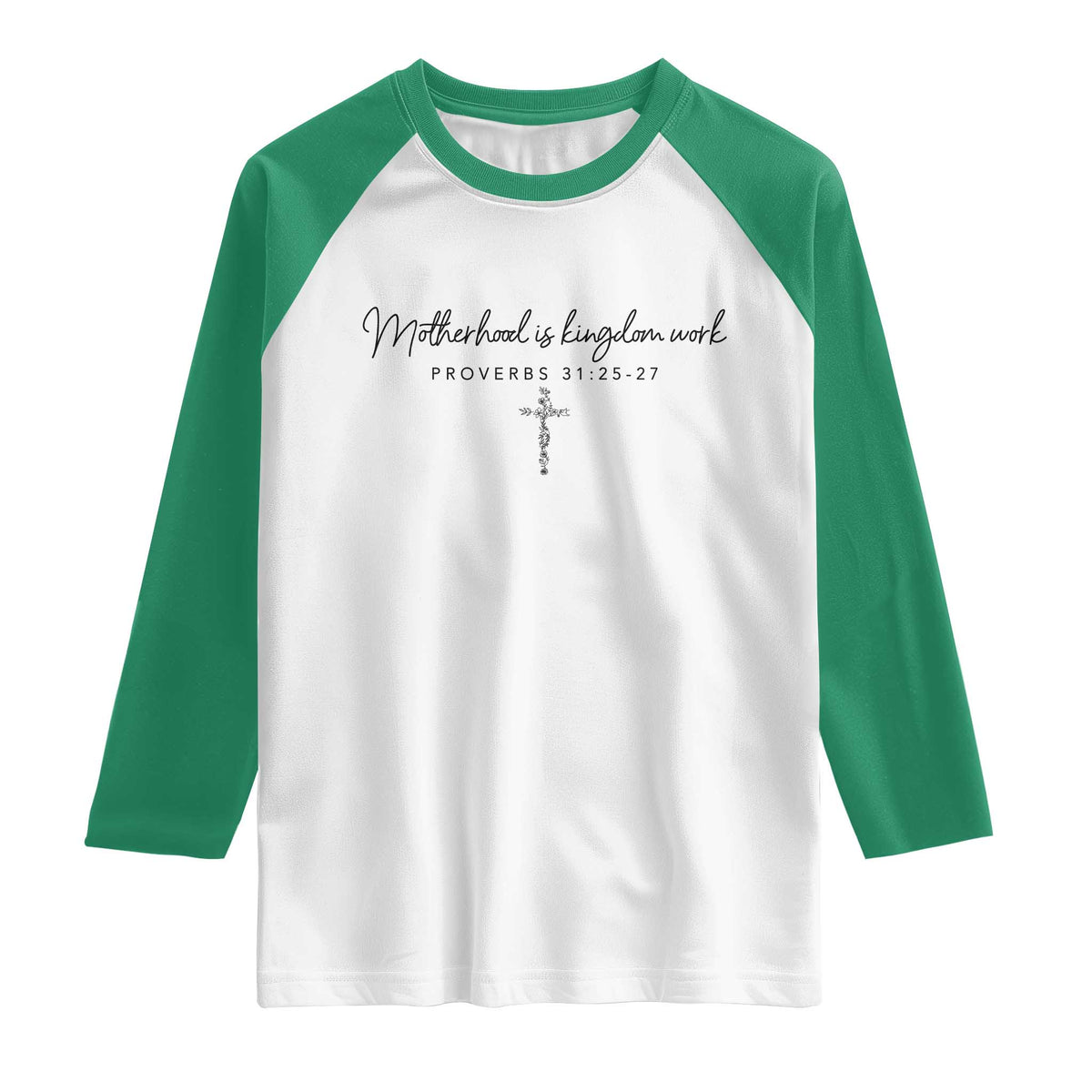 Motherhood Is Kingdom Work Raglan Shirt Christian Mom Floral Mama Mothers Day