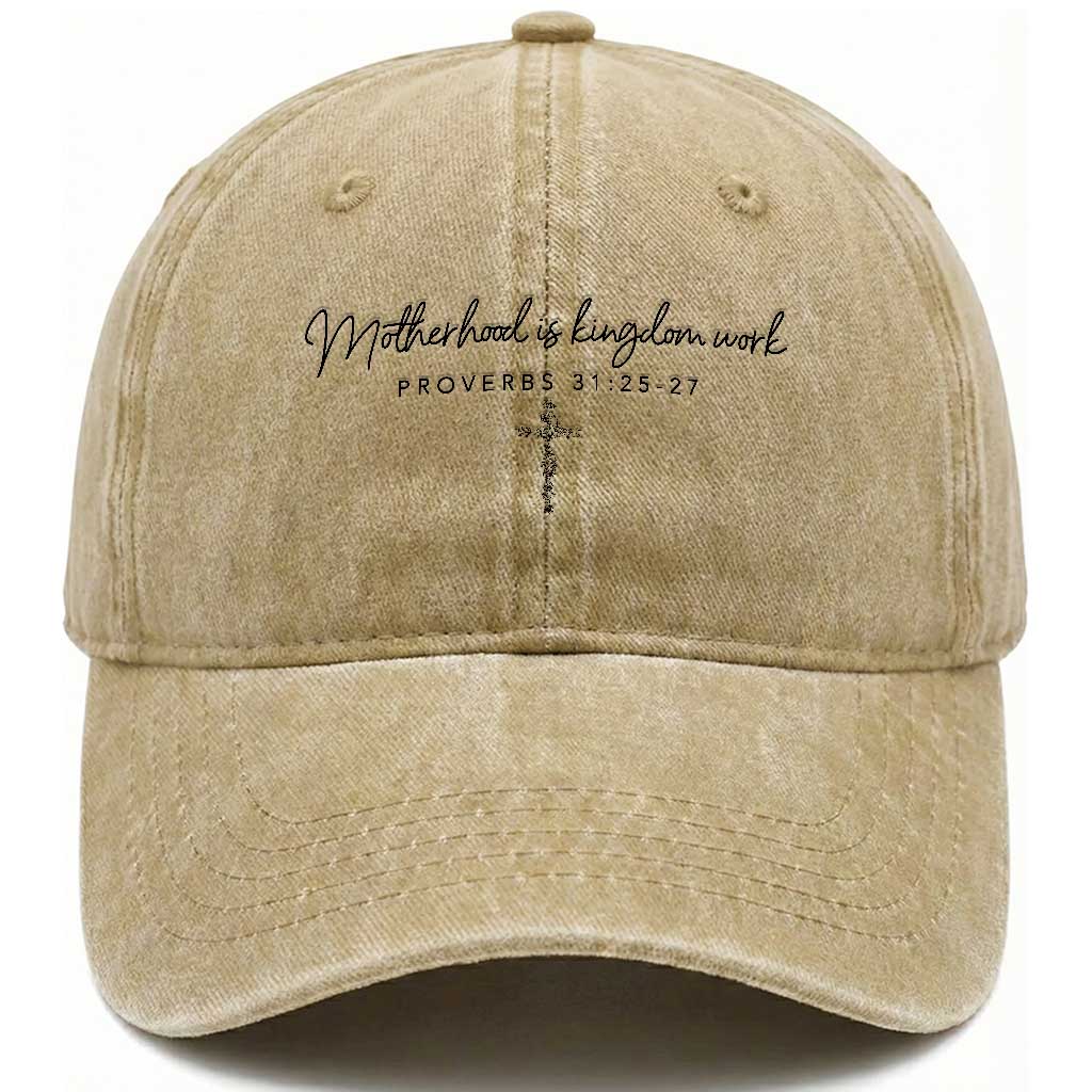 Motherhood Is Kingdom Work Washed Cotton Baseball Cap Christian Mom Floral Mama Mothers Day