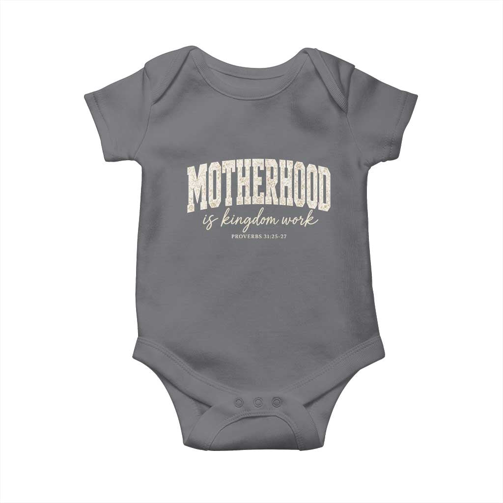 Motherhood Is Kingdom Work Baby Onesie Cute Christian Mom Mothers Day Floral Jesus