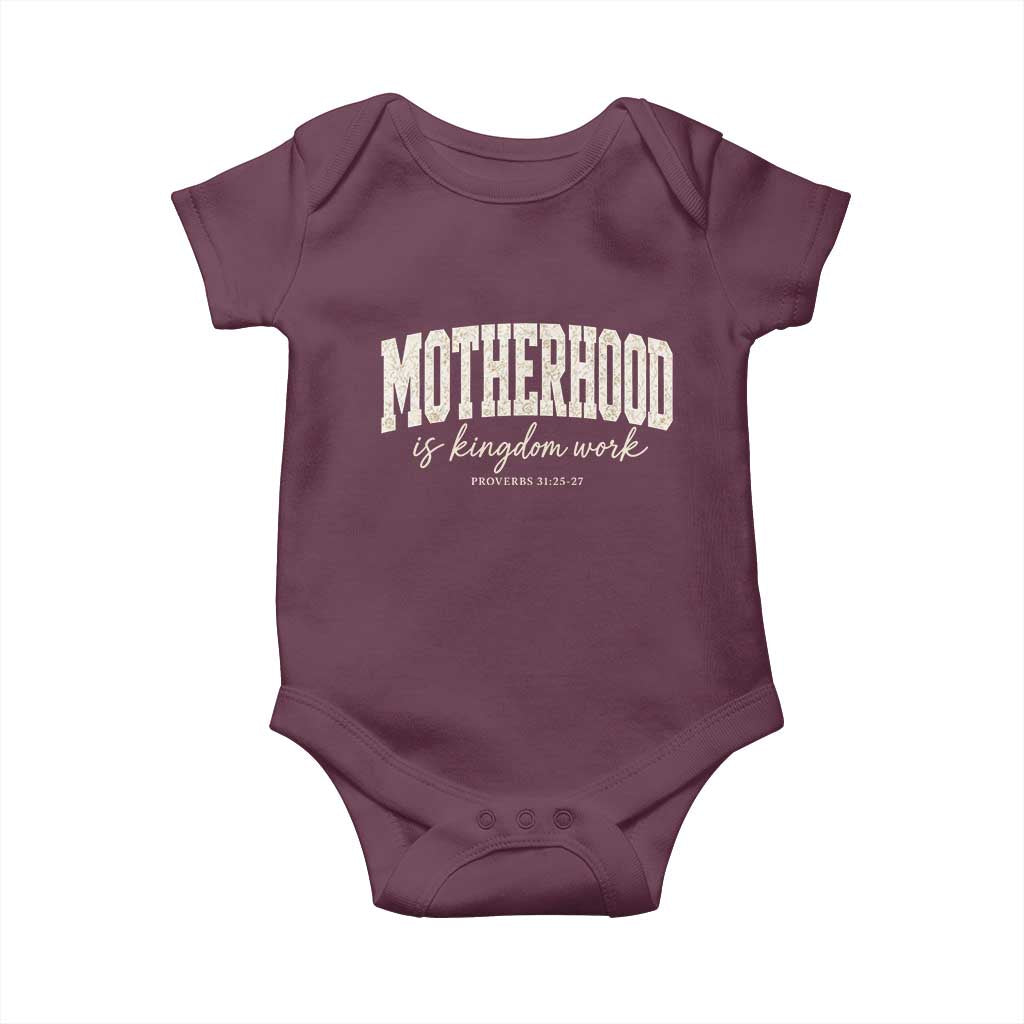 Motherhood Is Kingdom Work Baby Onesie Cute Christian Mom Mothers Day Floral Jesus