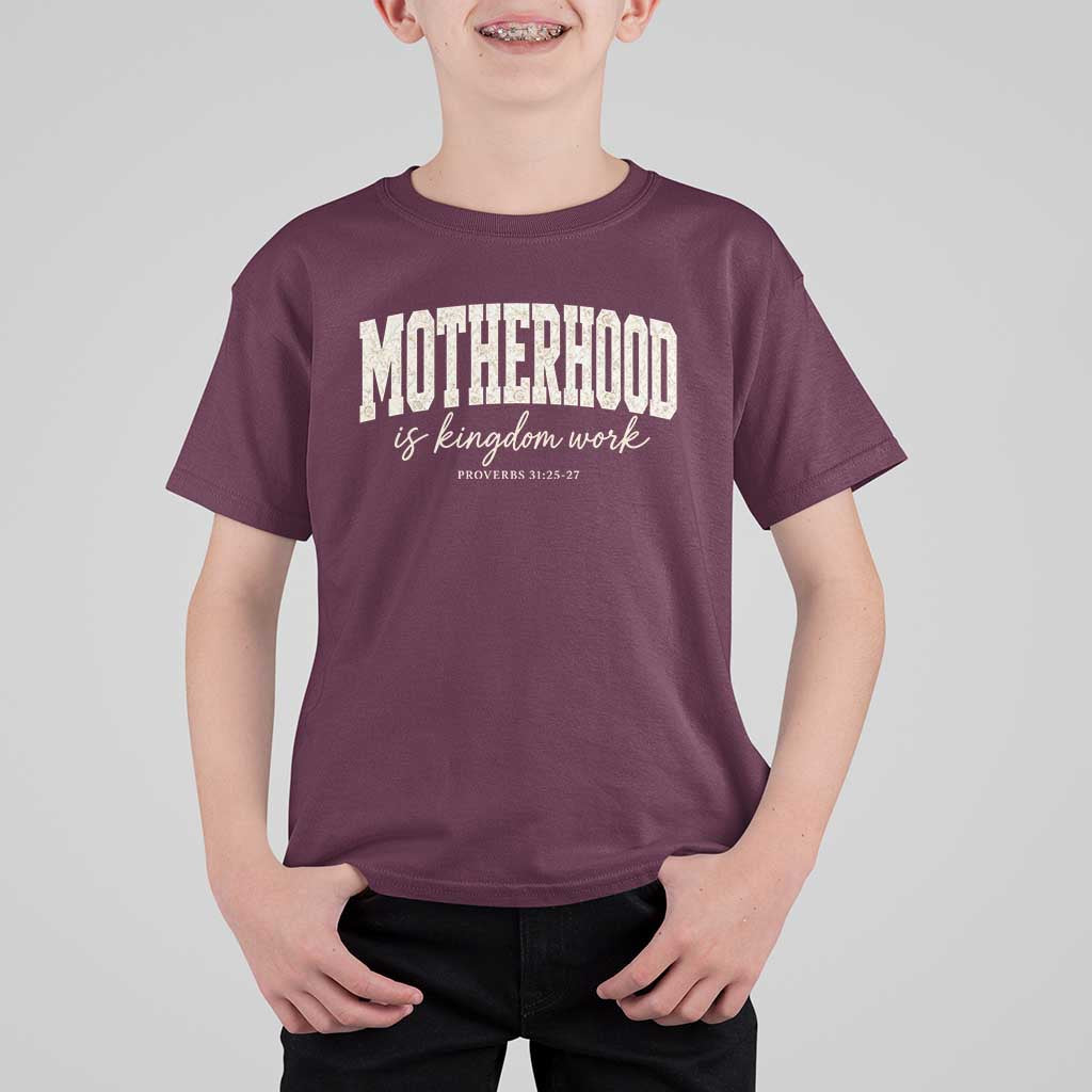 Motherhood Is Kingdom Work T Shirt For Kid Cute Christian Mom Mothers Day Floral Jesus