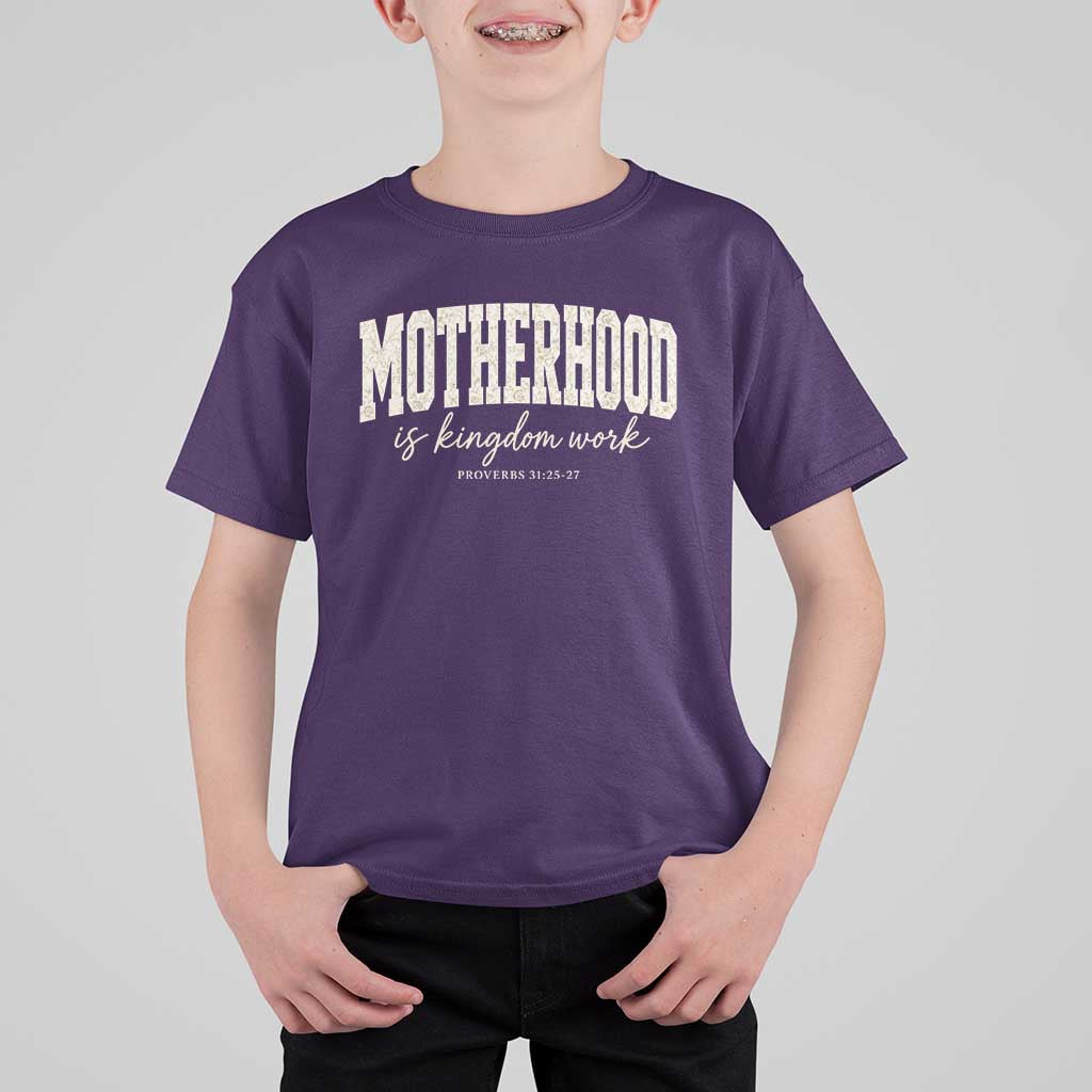 Motherhood Is Kingdom Work T Shirt For Kid Cute Christian Mom Mothers Day Floral Jesus