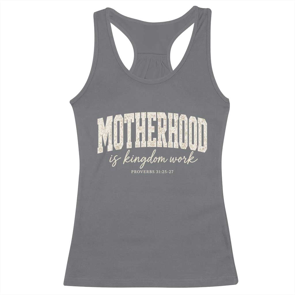 Motherhood Is Kingdom Work Racerback Tank Top Cute Christian Mom Mothers Day Floral Jesus