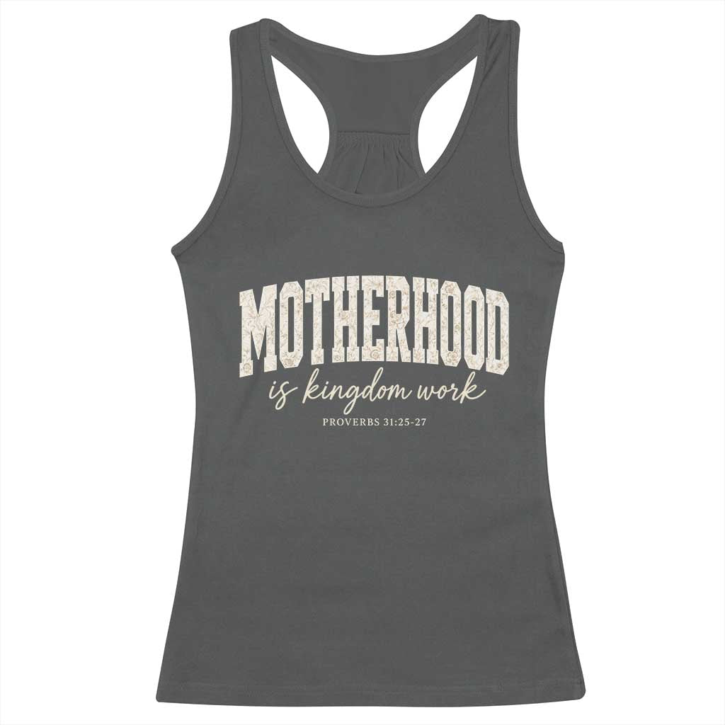 Motherhood Is Kingdom Work Racerback Tank Top Cute Christian Mom Mothers Day Floral Jesus