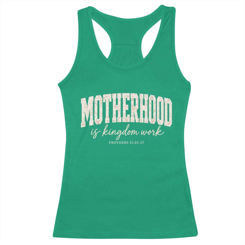 Motherhood Is Kingdom Work Racerback Tank Top Cute Christian Mom Mothers Day Floral Jesus